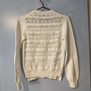 Comme Des Garcons White Cotton Shredded Back Button Cardigan M